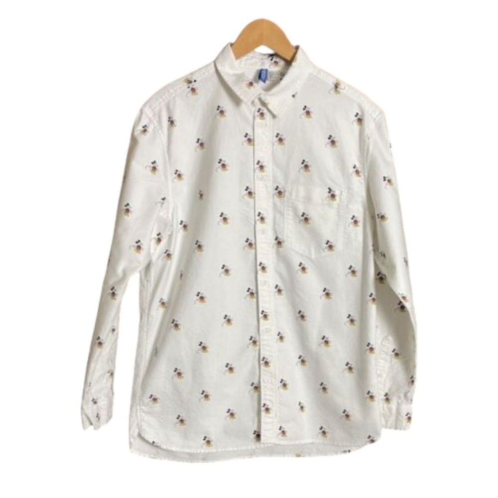 Disney Divided H&M Mickey Mouse Allover Print Button Down Shirt Size Medium
